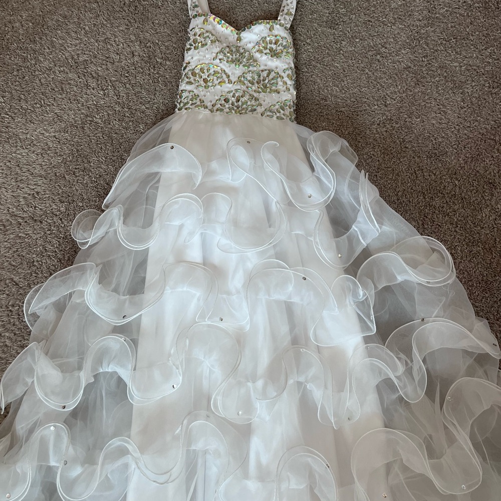 kids white pageant dress no insert skirt included